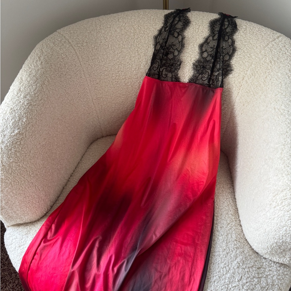 SOLD Red & Black Lace Maxi Dress